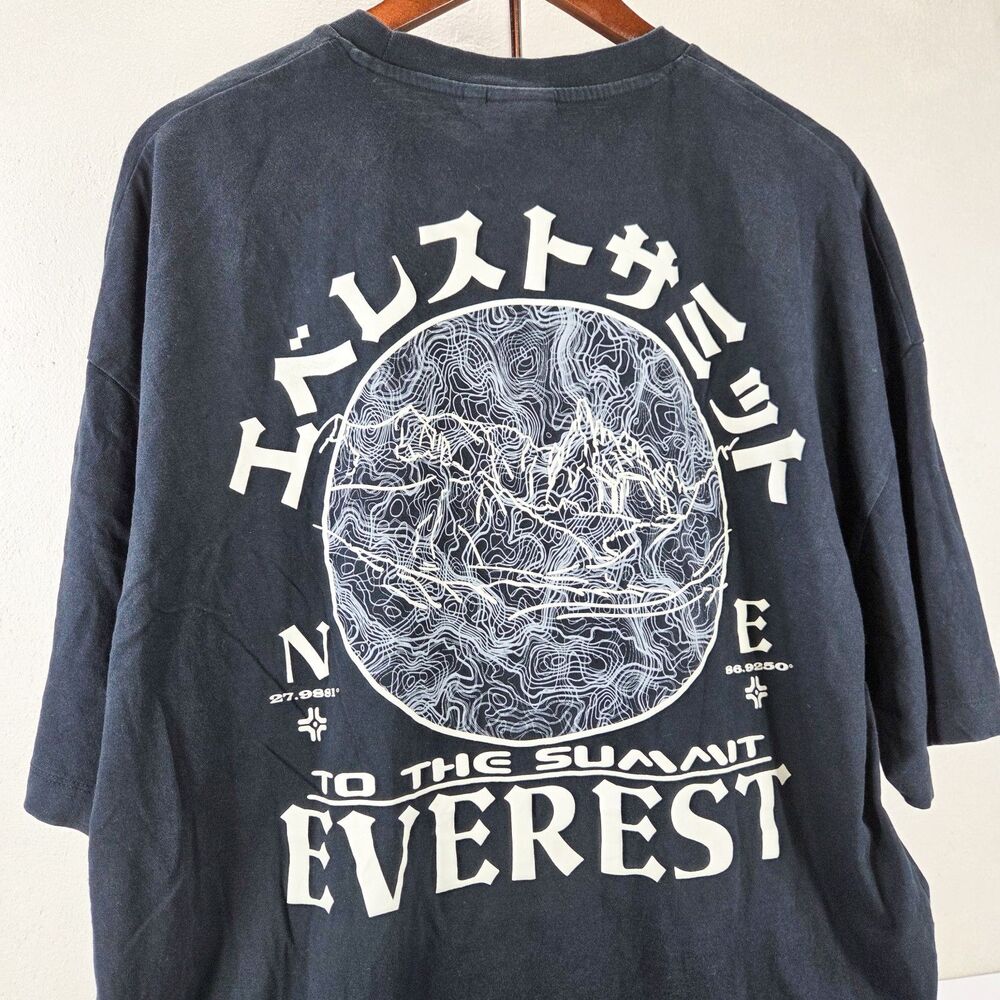ASOS Design Mount Everest Japanese Graphic T Shirt Black Streetwear Sz M